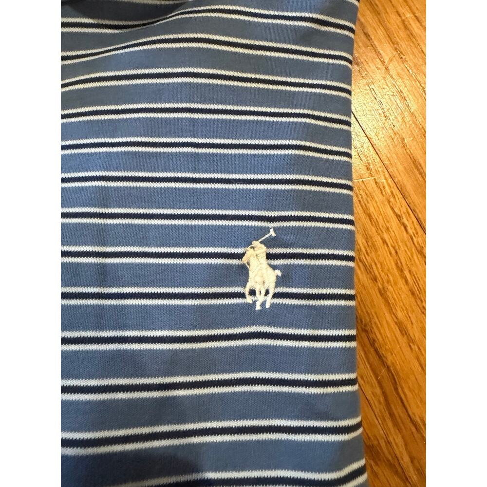 Polo Ralph Lauren Men’s Large Blue Striped Polo Shirt White Pony Short Sleeve